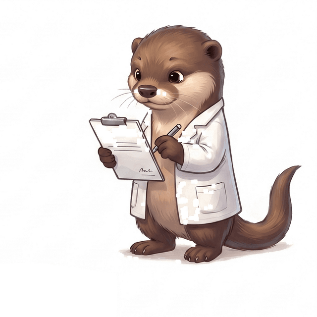 Otter reading a prescription clipboard